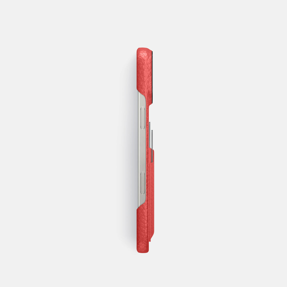 Red iPhone 16 Pro Card Case Calf with Black Metal -3 | Red-Black