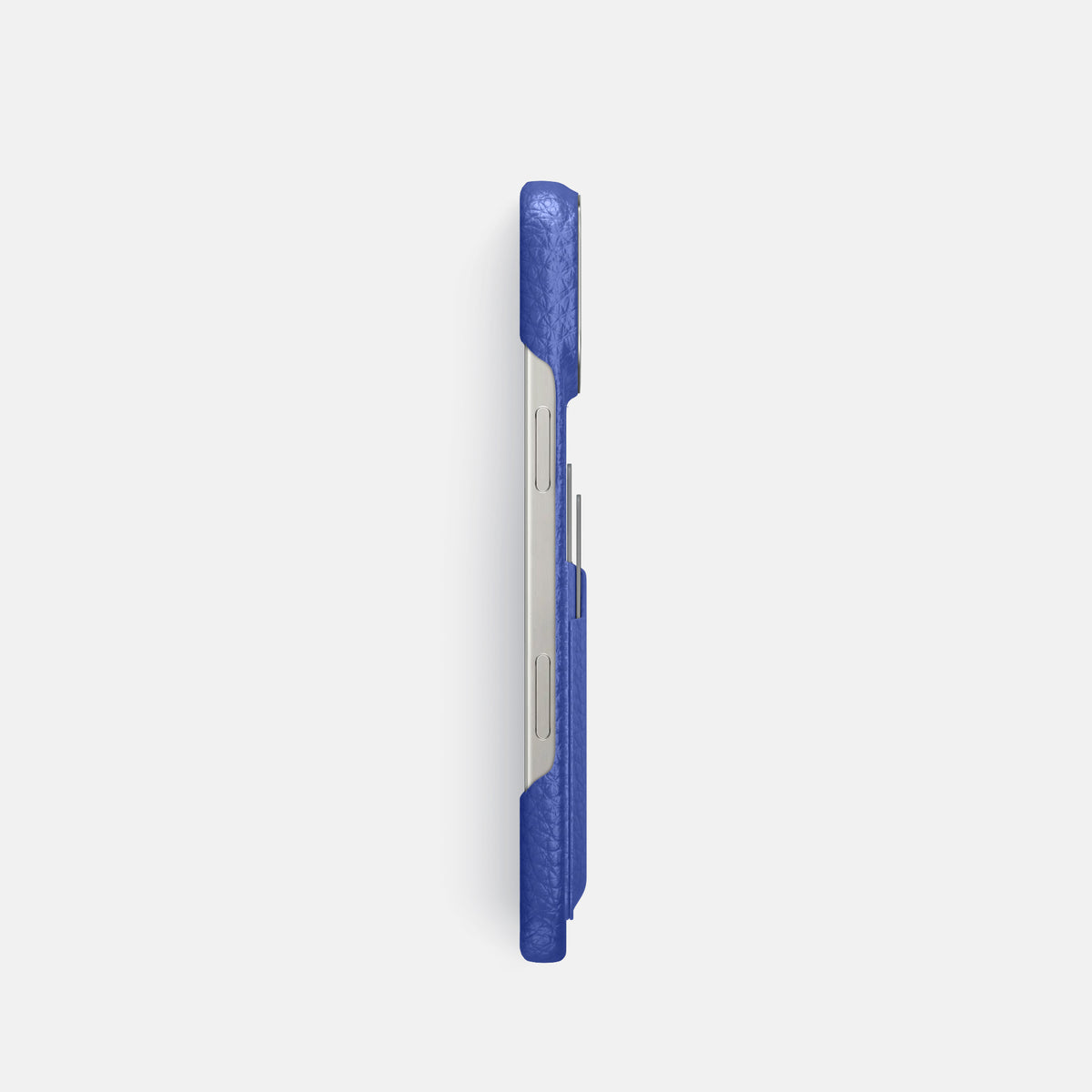 Royal Blue iPhone 16 Pro Card Case Calf with Steel Metal -3 | Royal-Blue-Steel