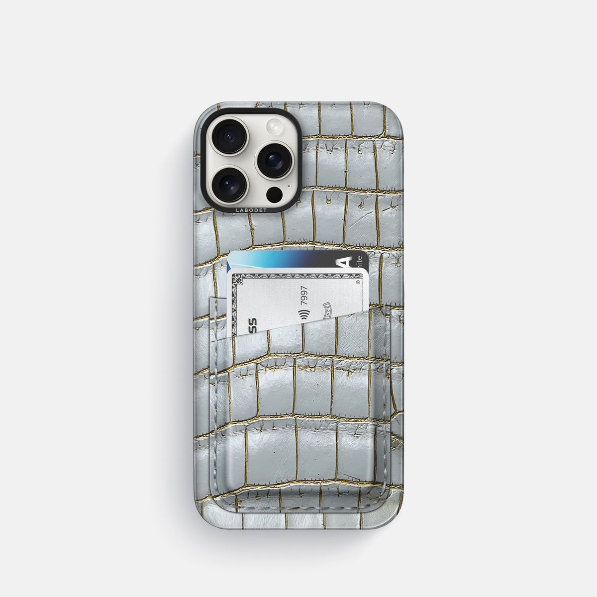 Arctic iPhone 16 Pro Card Case Himalayan Crocodile with Black Metal -1 | Arctic-Black