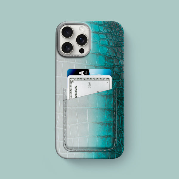 Double Card Case 1/1 Turquoise For iPhone 16 Pro Max In Himalayan Crocodile