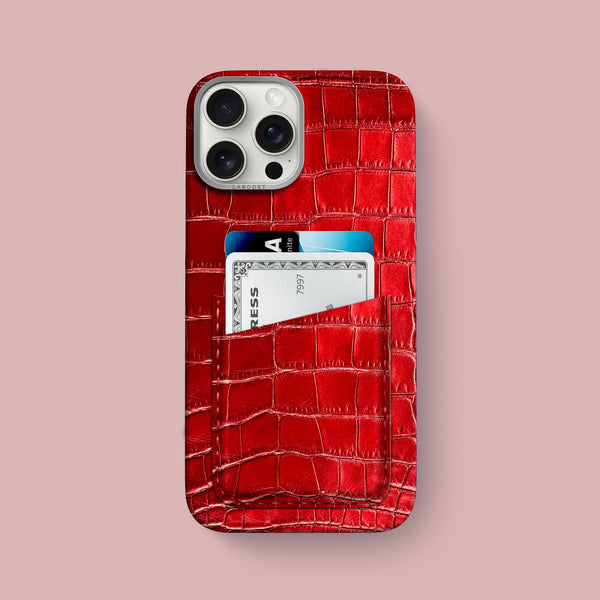 Double Card Case 1/1 Disco Red For iPhone 16 Pro Max In Alligator