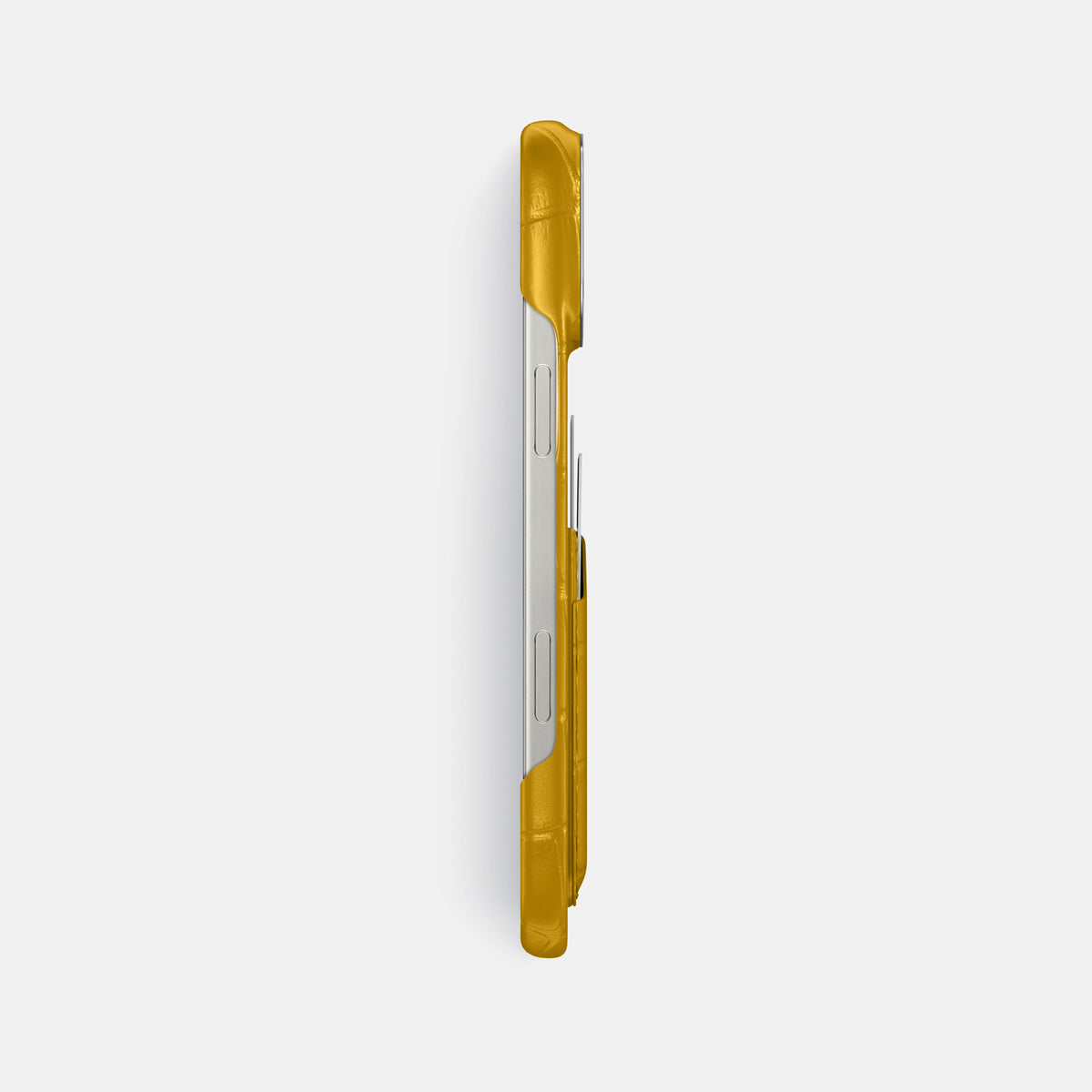 Yellow iPhone 16 Pro Max Card Case Alligator with Steel Metal -3 | Yellow-Steel