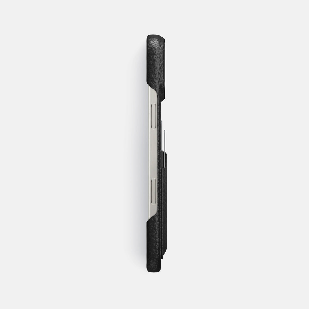 Black iPhone 16 Pro Max Card Case Calf with Black Metal -3 | Black-Black
