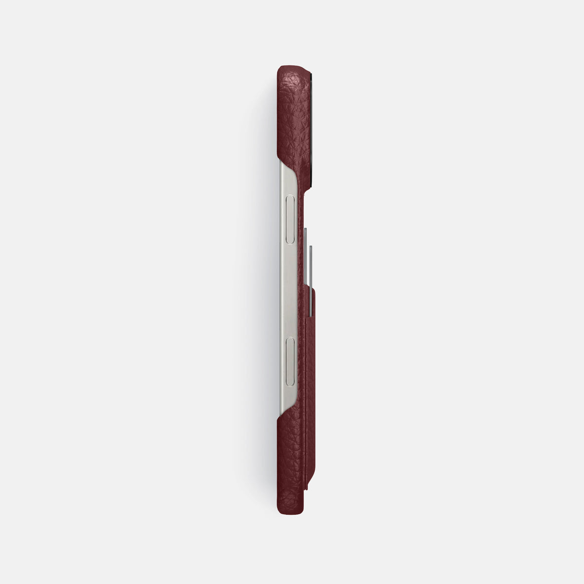 Bordeaux iPhone 16 Pro Max Card Case Calf with Black Metal -3 | Bordeaux-Black
