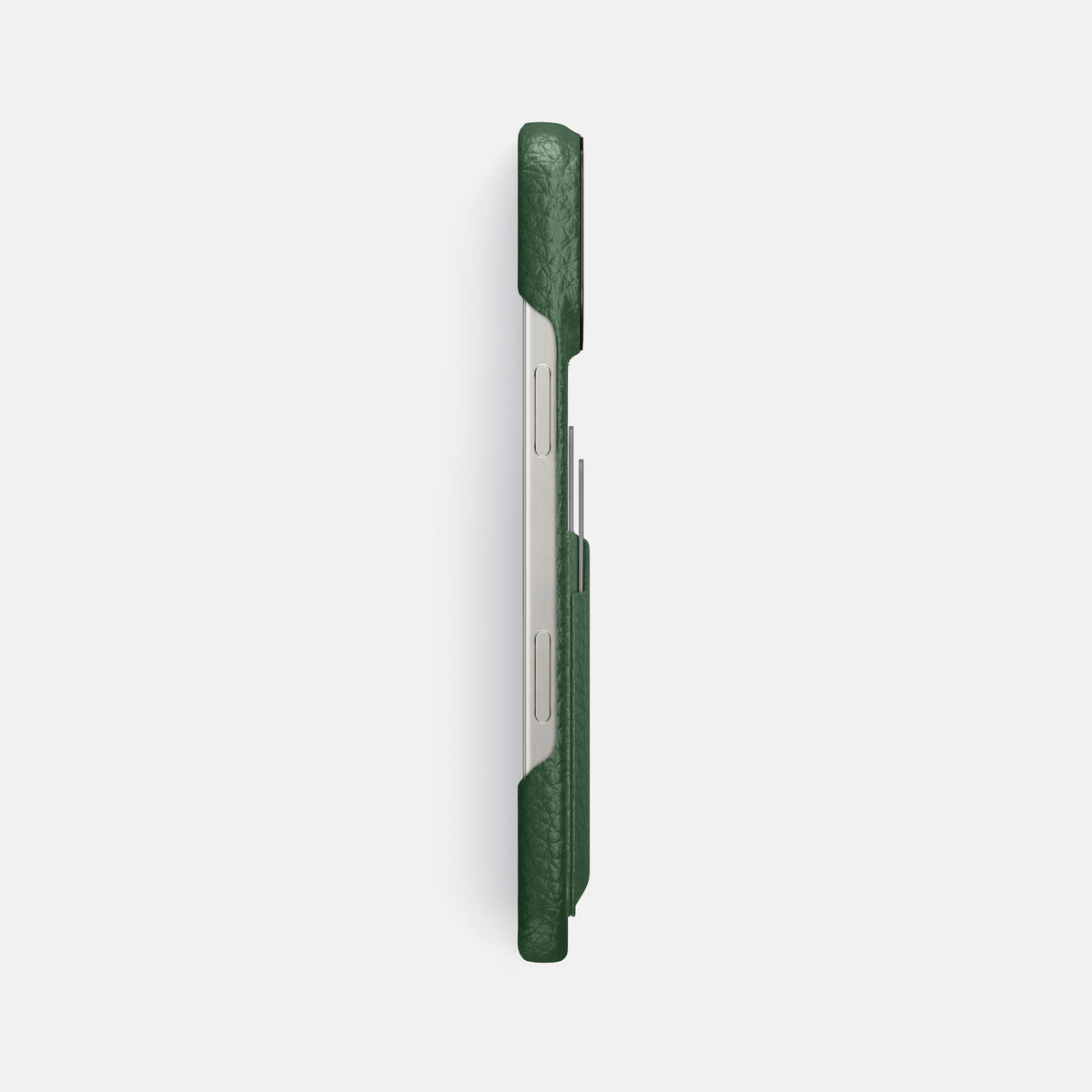 Dark Green iPhone 16 Pro Max Card Case Calf with Black Metal -3 | Dark-Green-Black