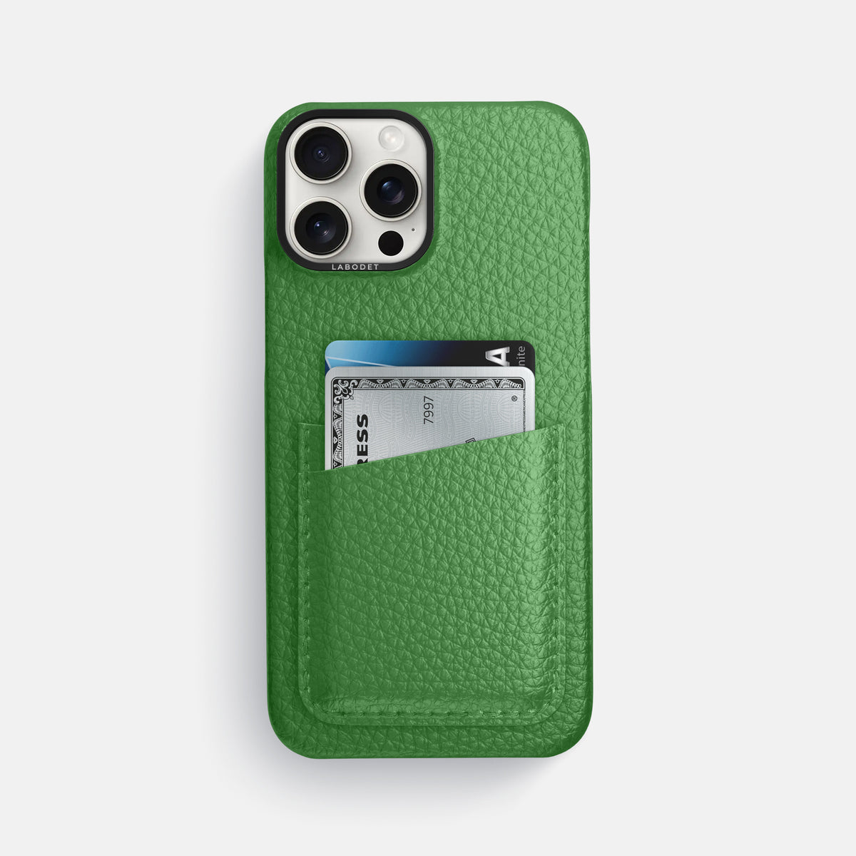 Herb iPhone 16 Pro Max Card Case Calf with Black Metal -1 | Herb-Black