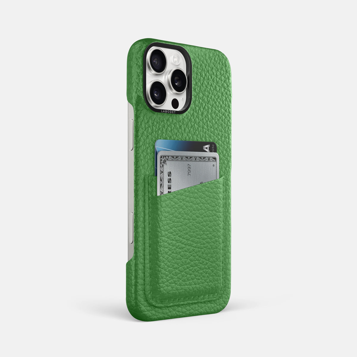 Herb iPhone 16 Pro Max Card Case Calf with Black Metal -2 | Herb-Black