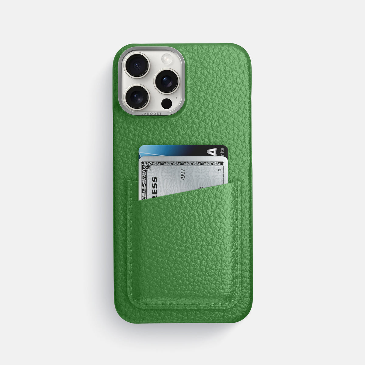 Herb iPhone 16 Pro Max Card Case Calf with Steel Metal -1 | Herb-Steel