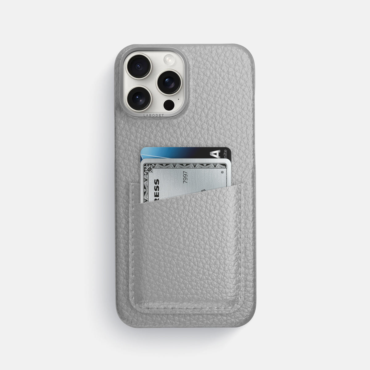 Nuage iPhone 16 Pro Max Card Case Calf with Steel Metal -1 | Nuage-Steel