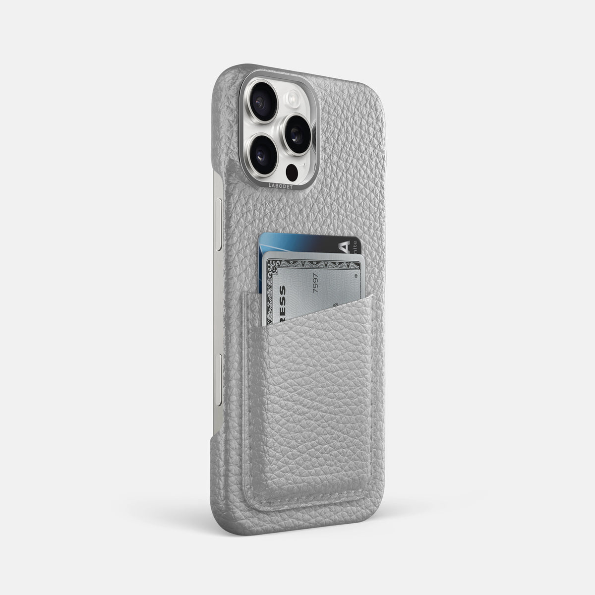 Nuage iPhone 16 Pro Max Card Case Calf with Steel Metal -2 | Nuage-Steel
