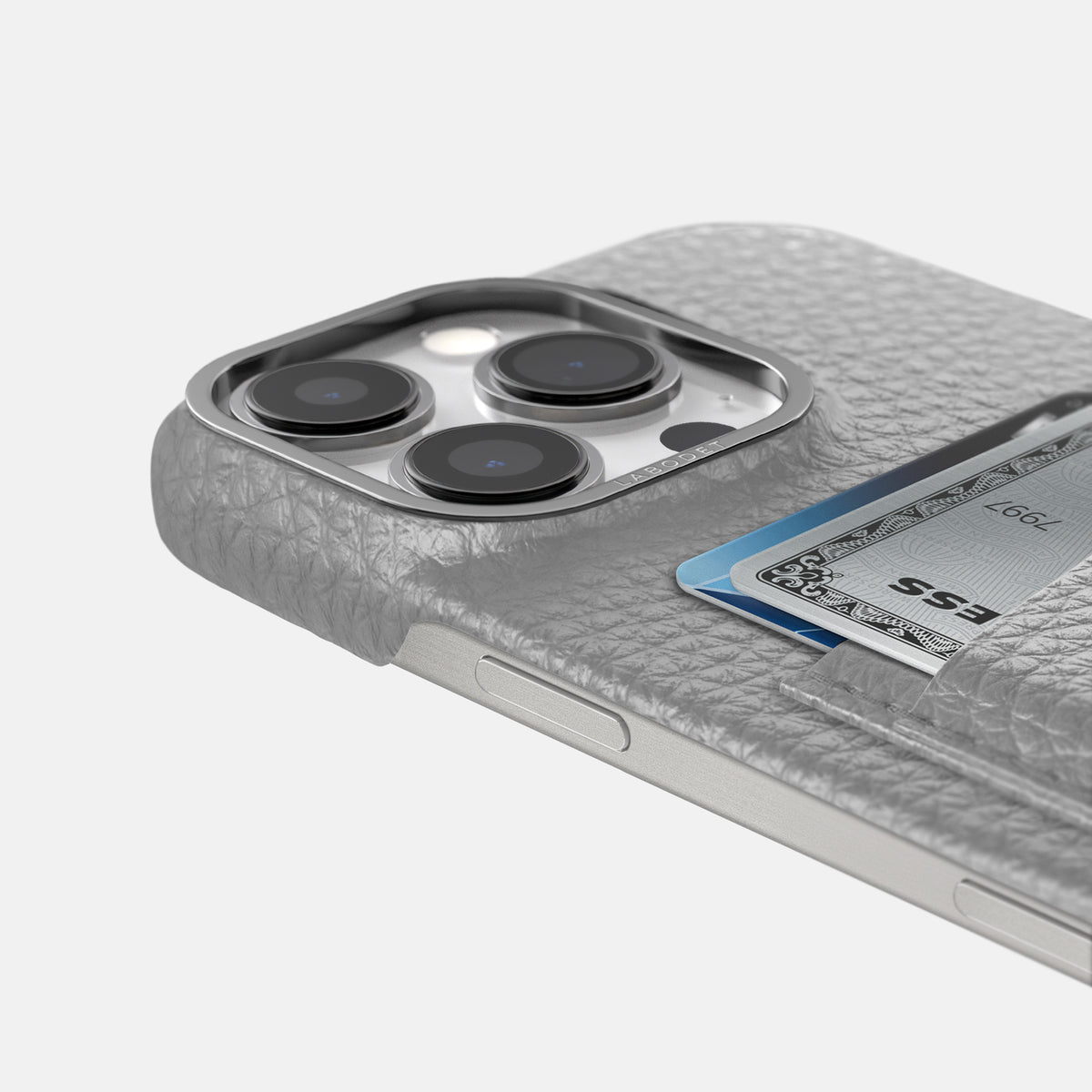 Nuage iPhone 16 Pro Max Card Case Calf with Steel Metal -5 | Nuage-Steel