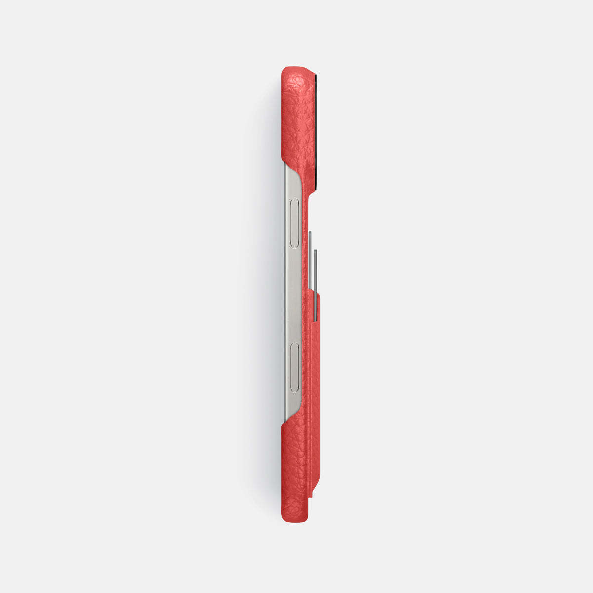 Red iPhone 16 Pro Max Card Case Calf with Black Metal -3 | Red-Black