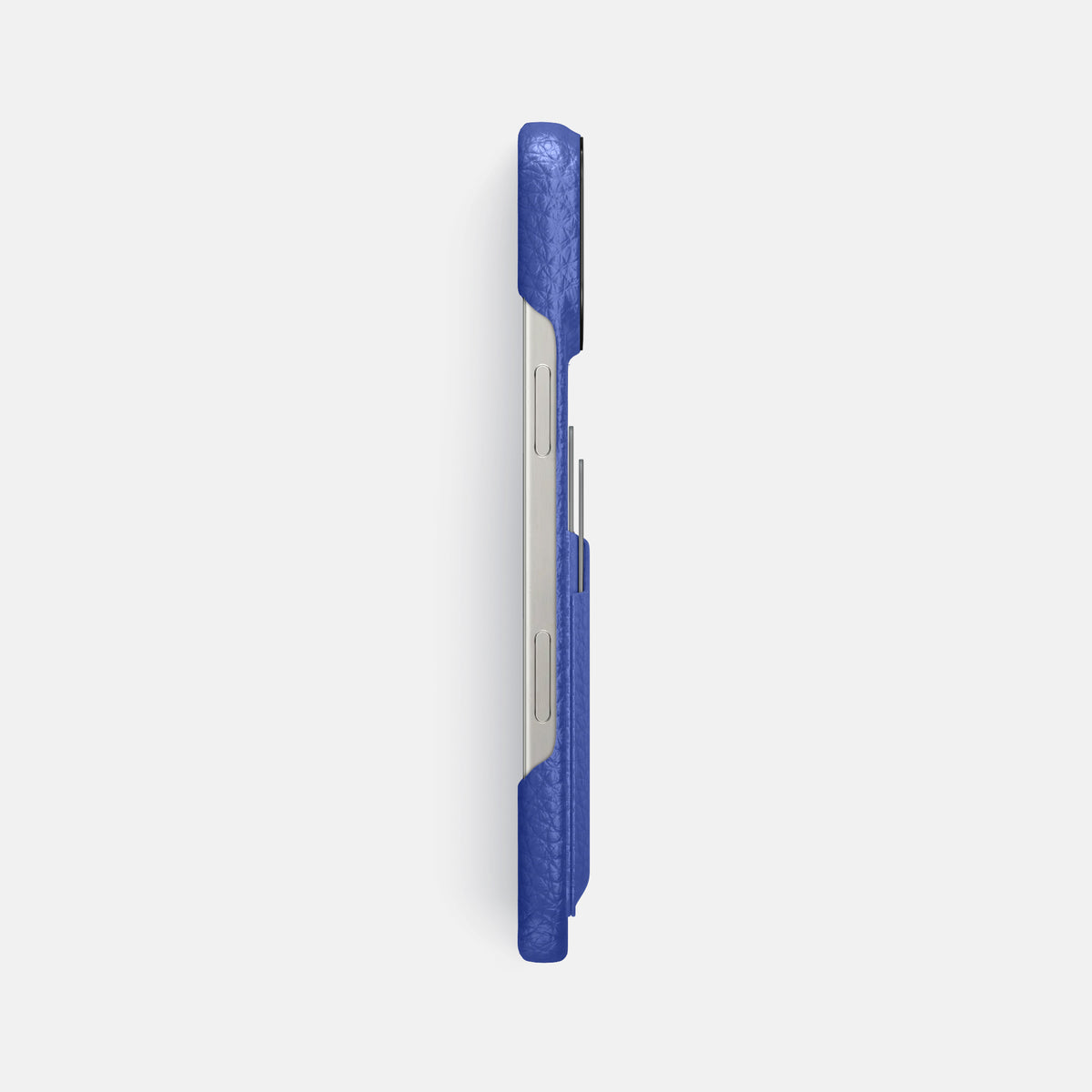 Royal Blue iPhone 16 Pro Max Card Case Calf with Black Metal -3 | Royal-Blue-Black