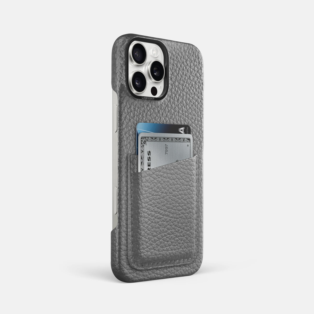 Souris iPhone 16 Pro Max Card Case Calf with Black Metal -2 | Souris-Black