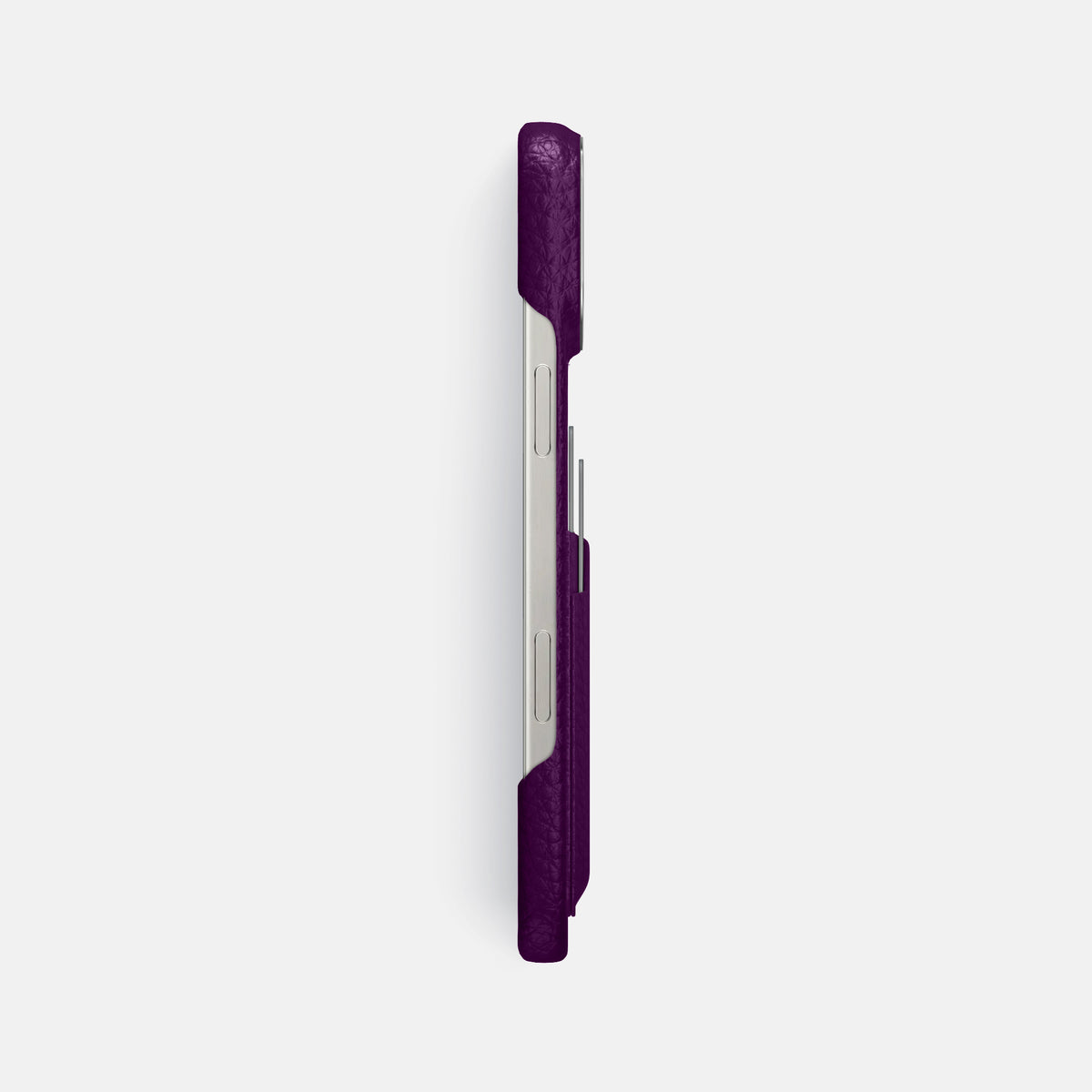 Violet iPhone 16 Pro Max Card Case Calf with Steel Metal -3 | Violet-Steel