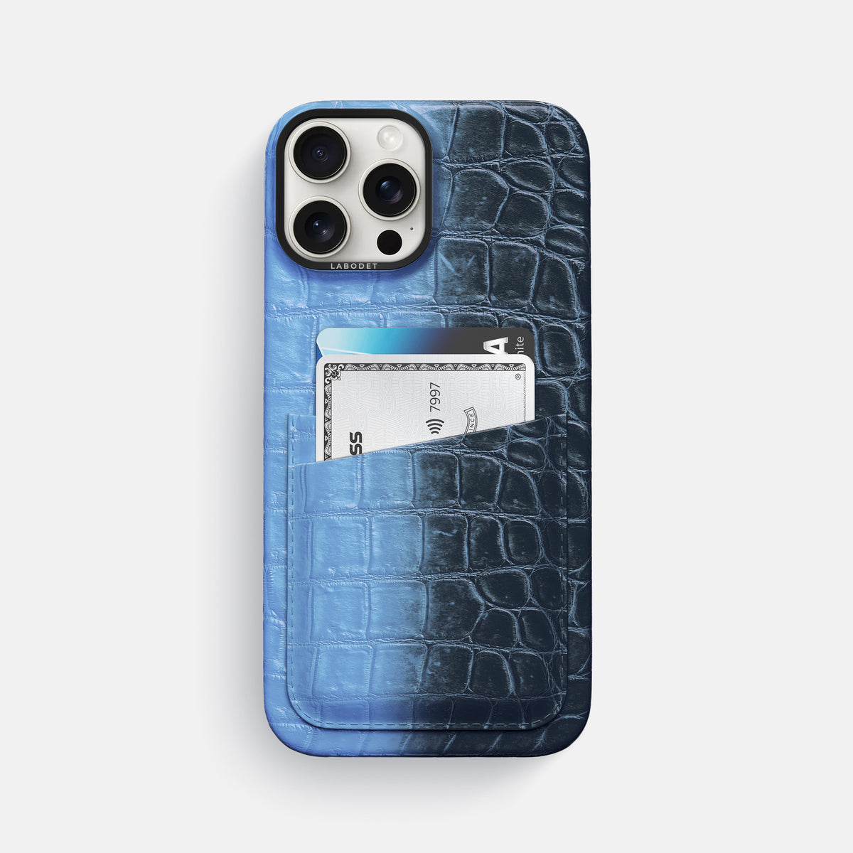 Lavender iPhone 16 Pro Max Card Case Himalayan Crocodile with Black Metal -1 | Lavender-Black