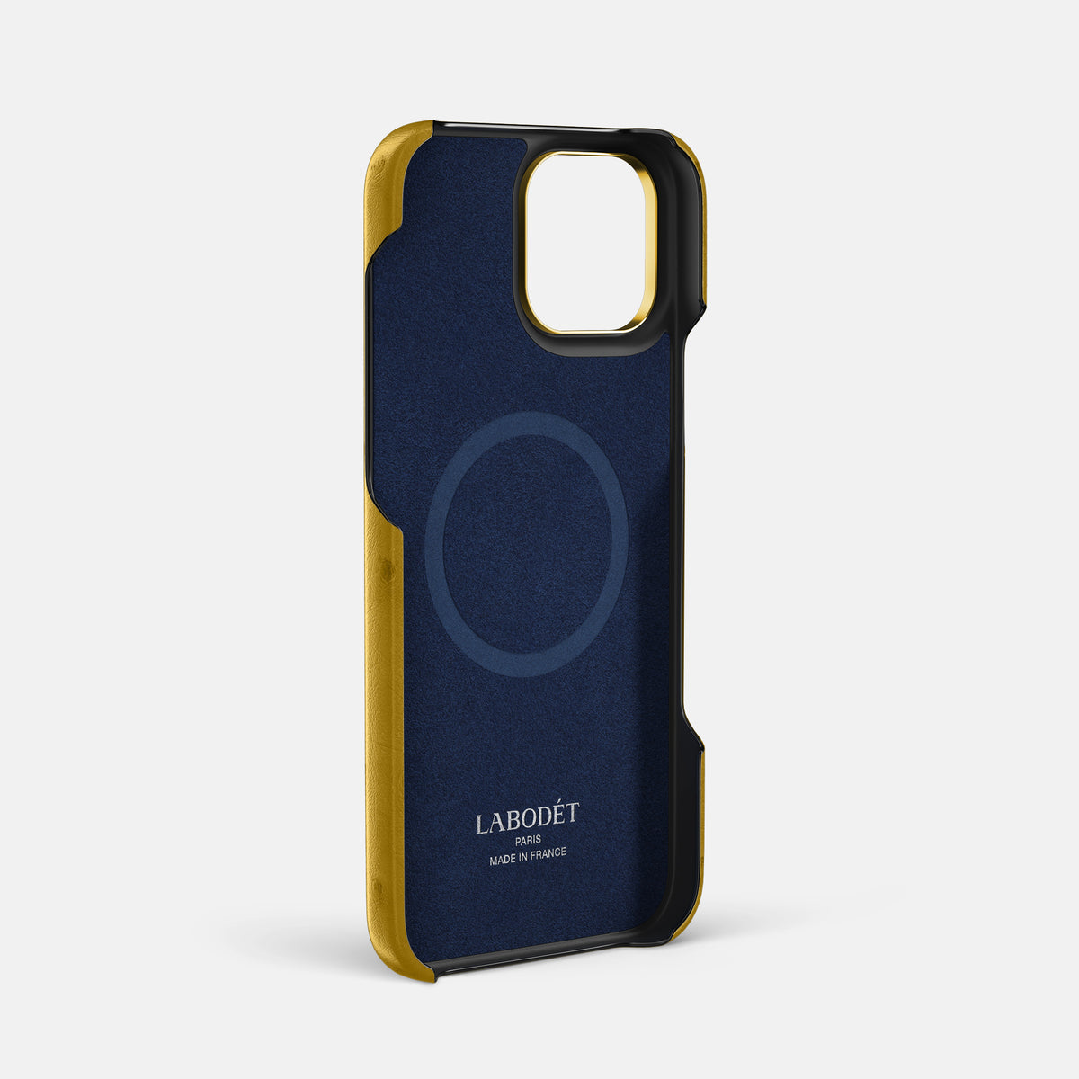 Gold iPhone 16 Pro Max Card Case Ostrich with Gold Metal -4 | Gold-Gold