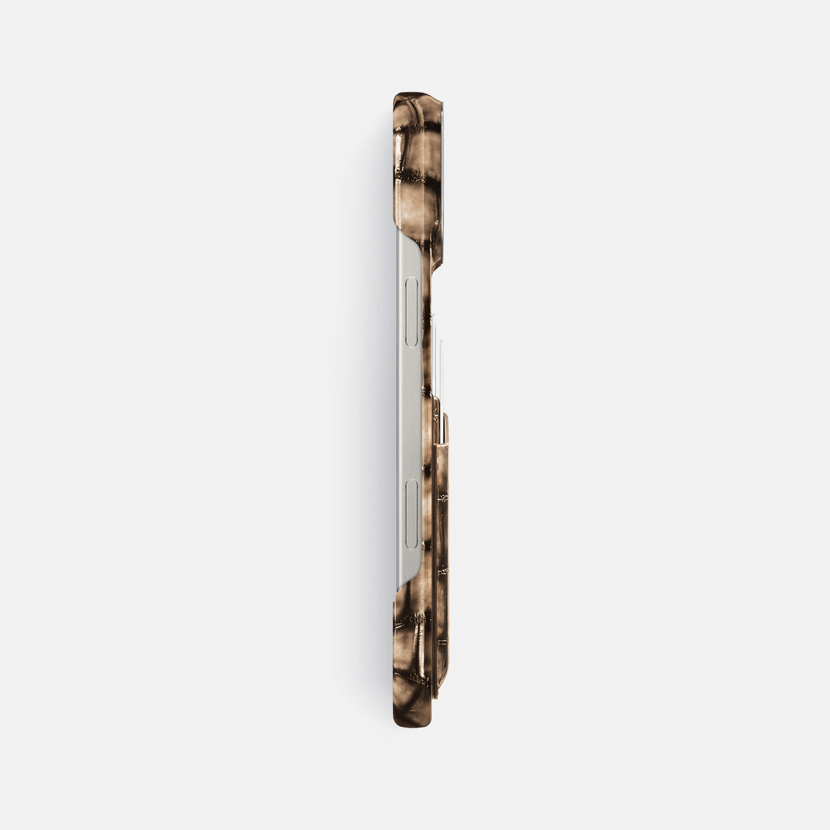 Etoupe iPhone 16 Pro Max Double Card Case Patina Alligator with Steel Metal -3 | Etoupe-Steel