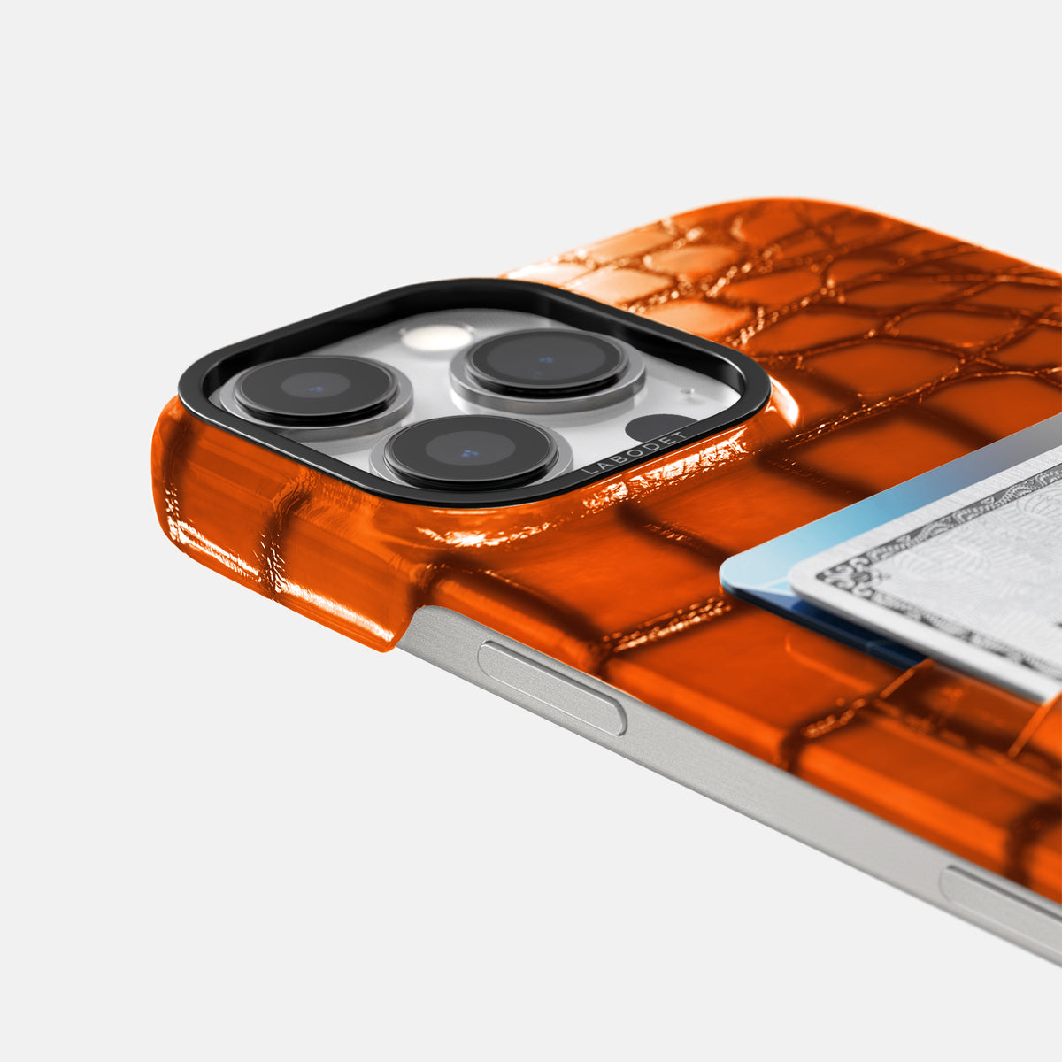 Clay-Court iPhone 16 Pro Max Double Card Case Patina Alligator with Black Metal -5 | Clay-Court-Black