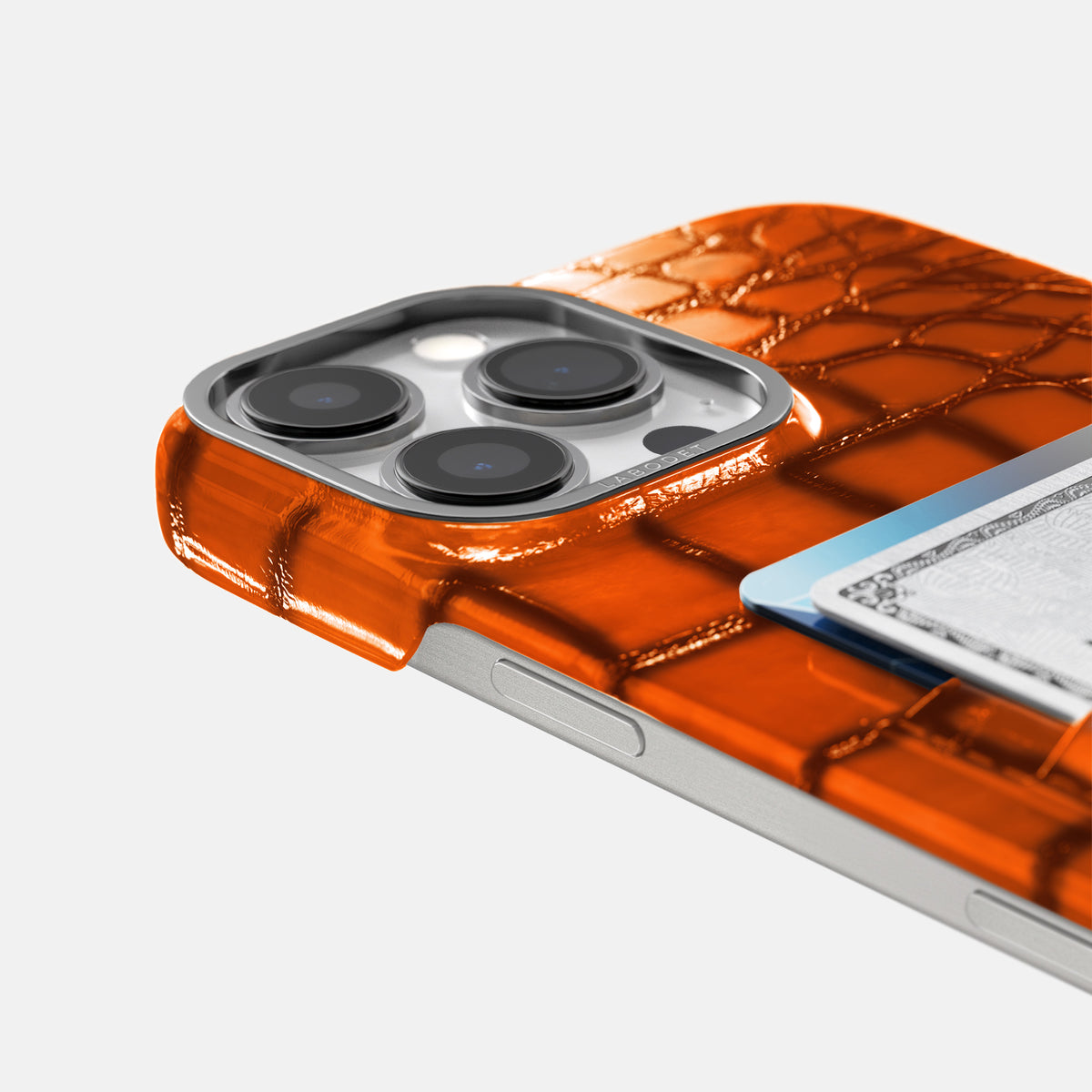 Clay-Court iPhone 16 Pro Max Double Card Case Patina Alligator with Steel Metal -5 | Clay-Court-Steel