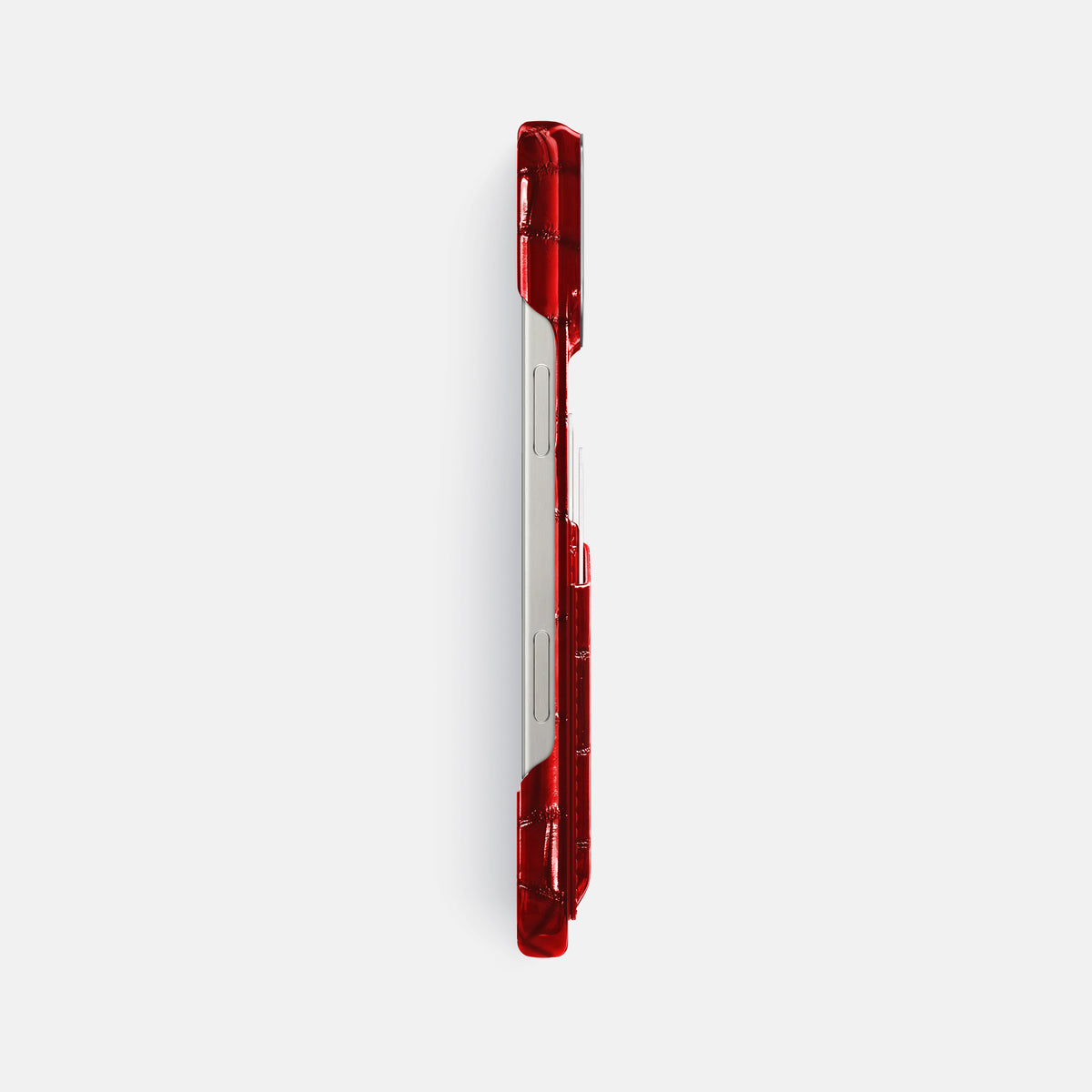Burgundy iPhone 16 Pro Max Double Card Case Patina Alligator with Steel Metal -3 | Burgundy-Steel