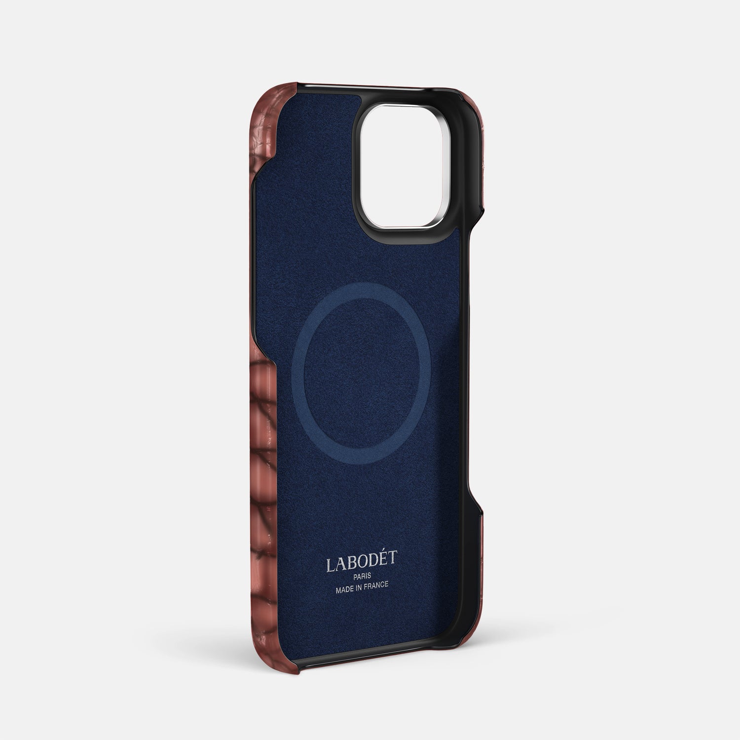 Wine-Sediment iPhone 16 Pro Max Double Card Case Patina Alligator with Steel Metal -4 | Wine-Sediment-Steel