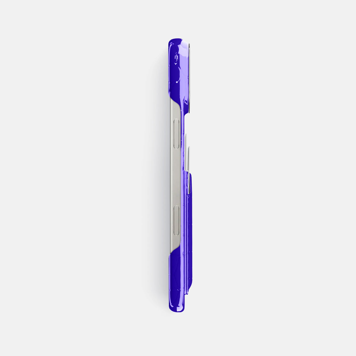 Royal Blue iPhone 16 Pro Max Double Card Case Shiny Alligator with Steel Metal -3 | Royal-Blue-Steel