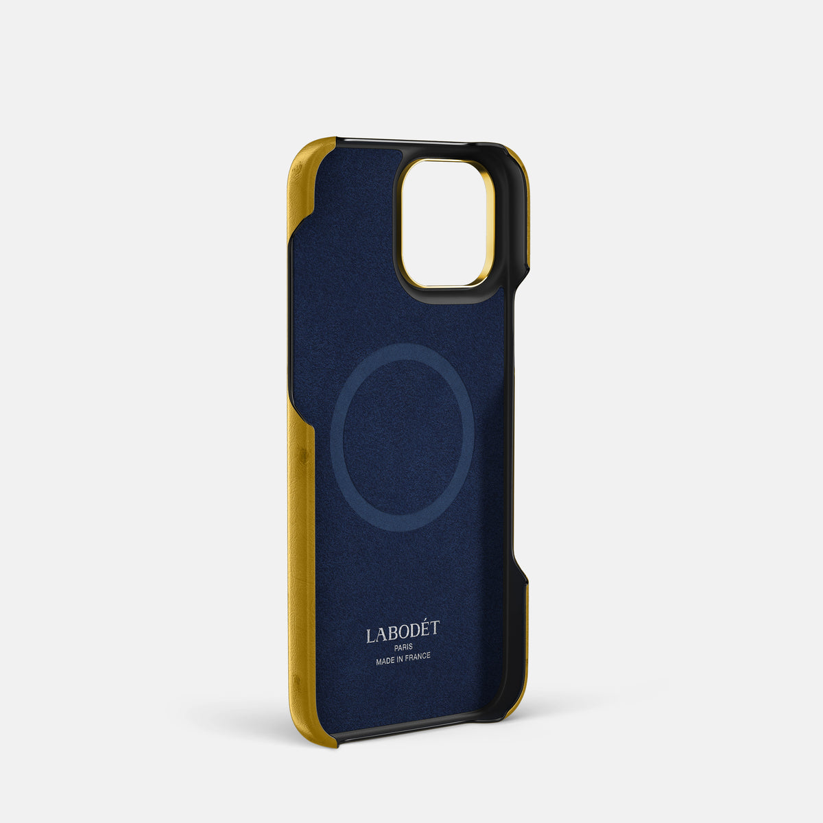 Gold iPhone 16 Pro Card Case Ostrich with Gold Metal -4 | Gold-Gold