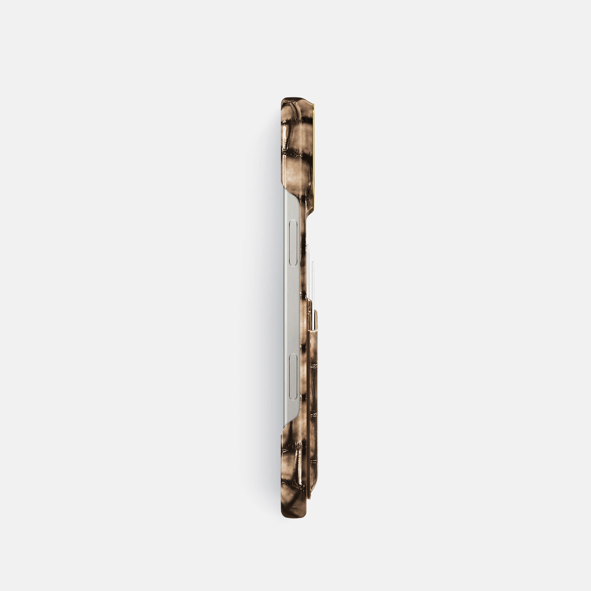 Etoupe iPhone 16 Pro Card Case Patina Alligator with Gold Metal -3 | Etoupe-Gold
