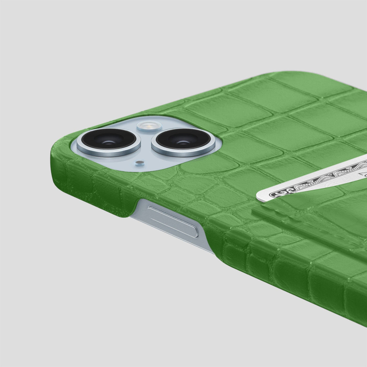 Apple-Green iPhone 15 Slim Card Case Alligator -5 | Apple-Green