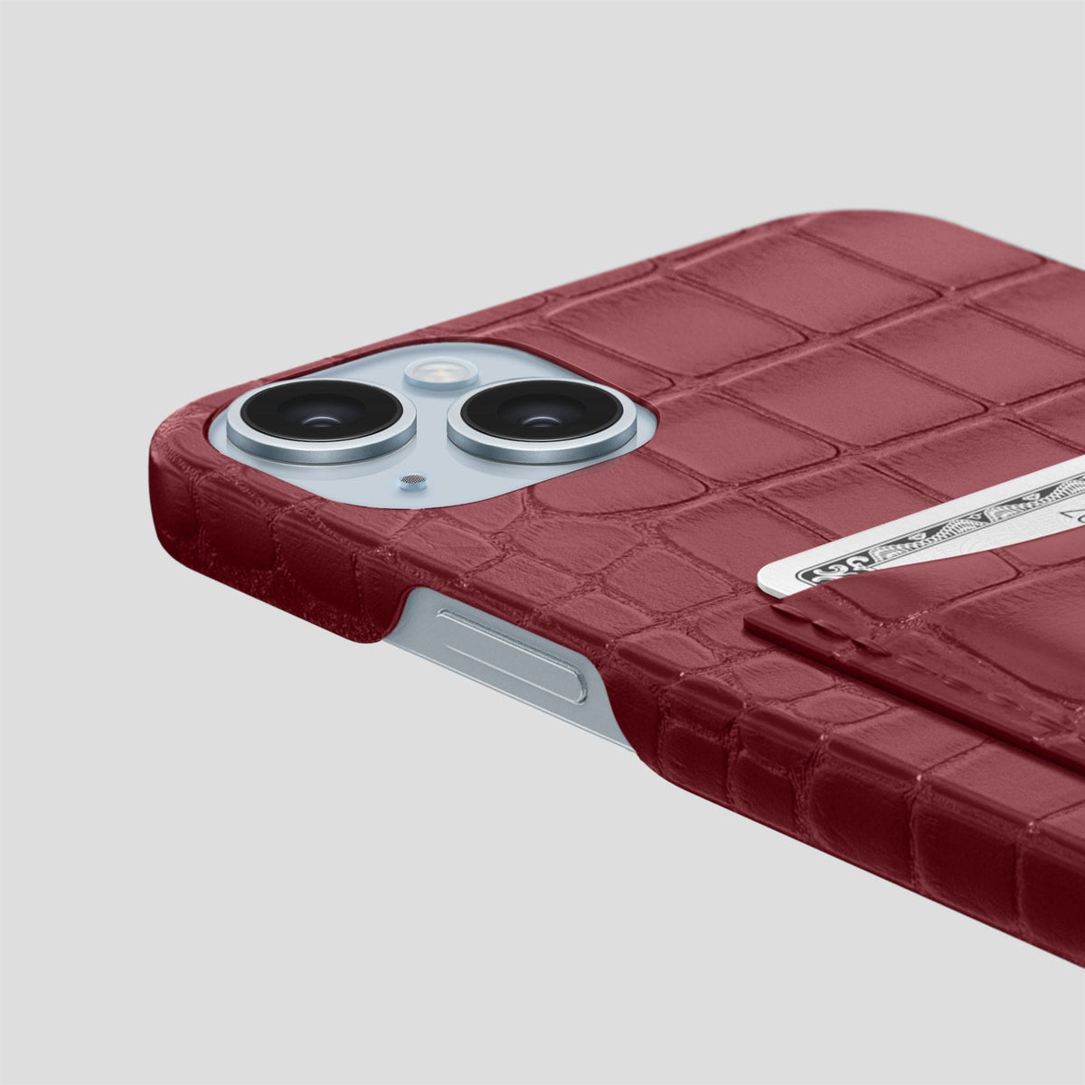 Burgundy iPhone 15 Slim Card Case Alligator -5 | Burgundy