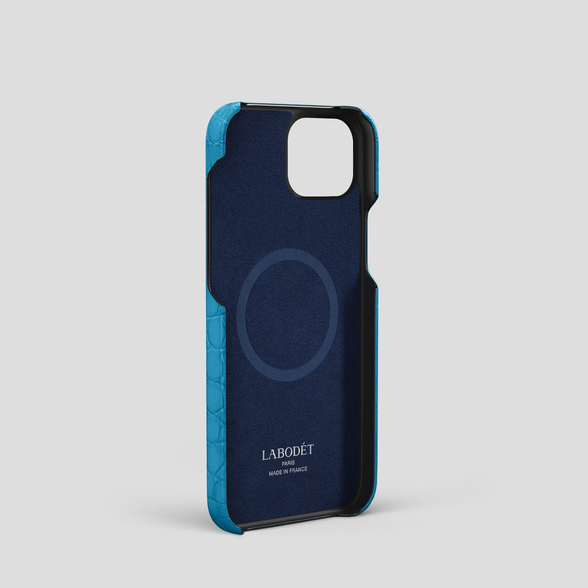 Curaçao-Blue iPhone 15 Slim Card Case Alligator -4 | Curaçao-Blue