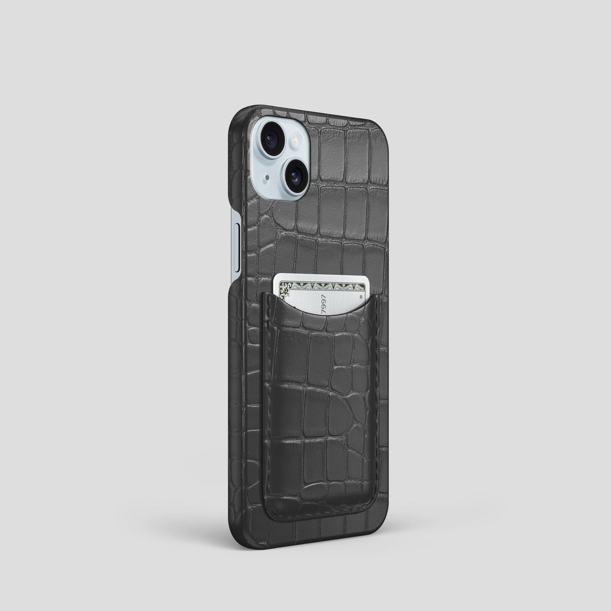 Grey iPhone 15 Slim Card Case Alligator -2 | Grey