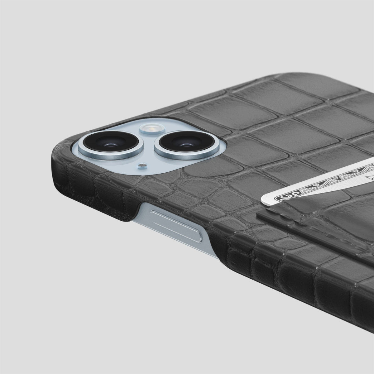 Grey iPhone 15 Slim Card Case Alligator -5 | Grey