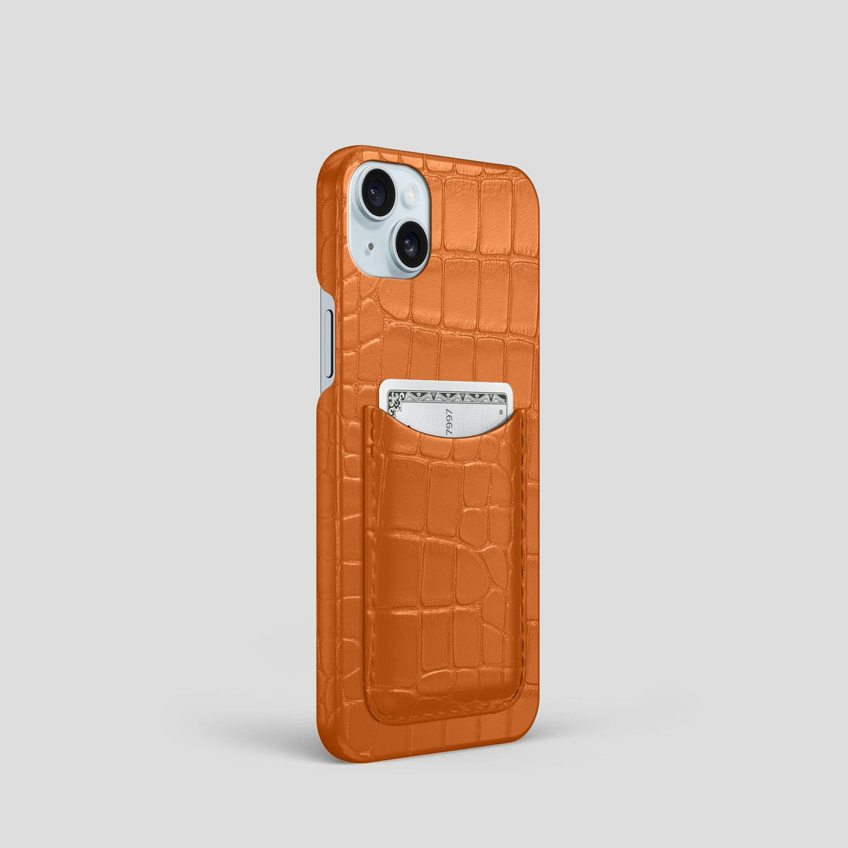 Orange iPhone 15 Slim Card Case Alligator -2 | Orange