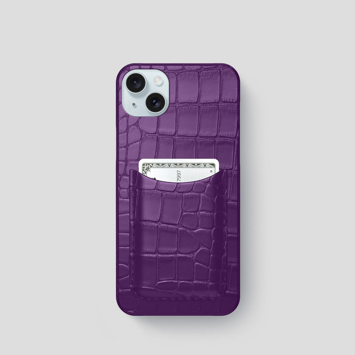 Purple iPhone 15 Slim Card Case Alligator -1 | Purple