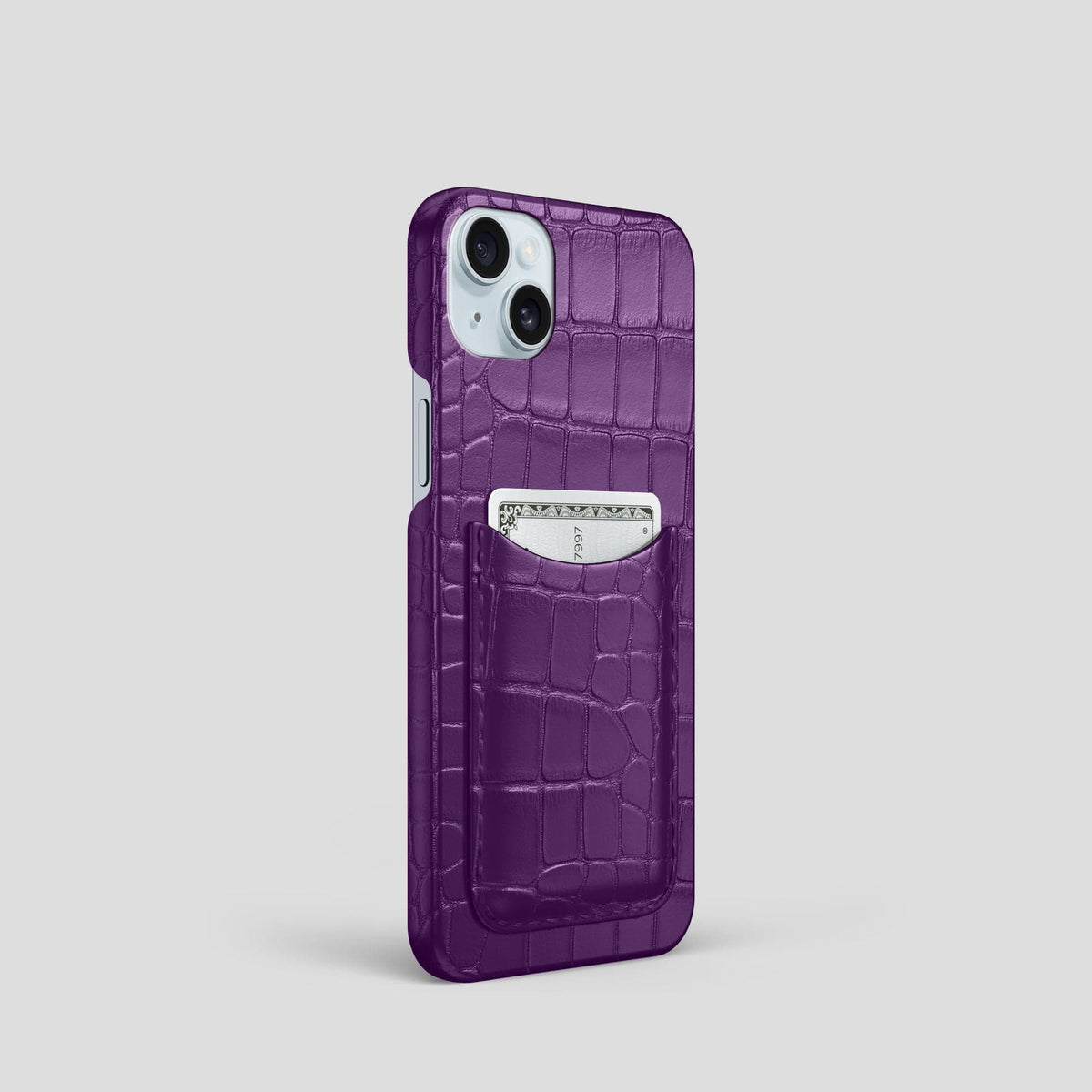 Purple iPhone 15 Slim Card Case Alligator -2 | Purple