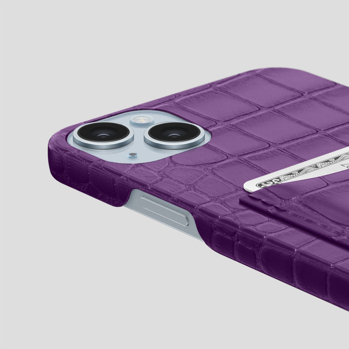 Purple iPhone 15 Slim Card Case Alligator -5 | Purple