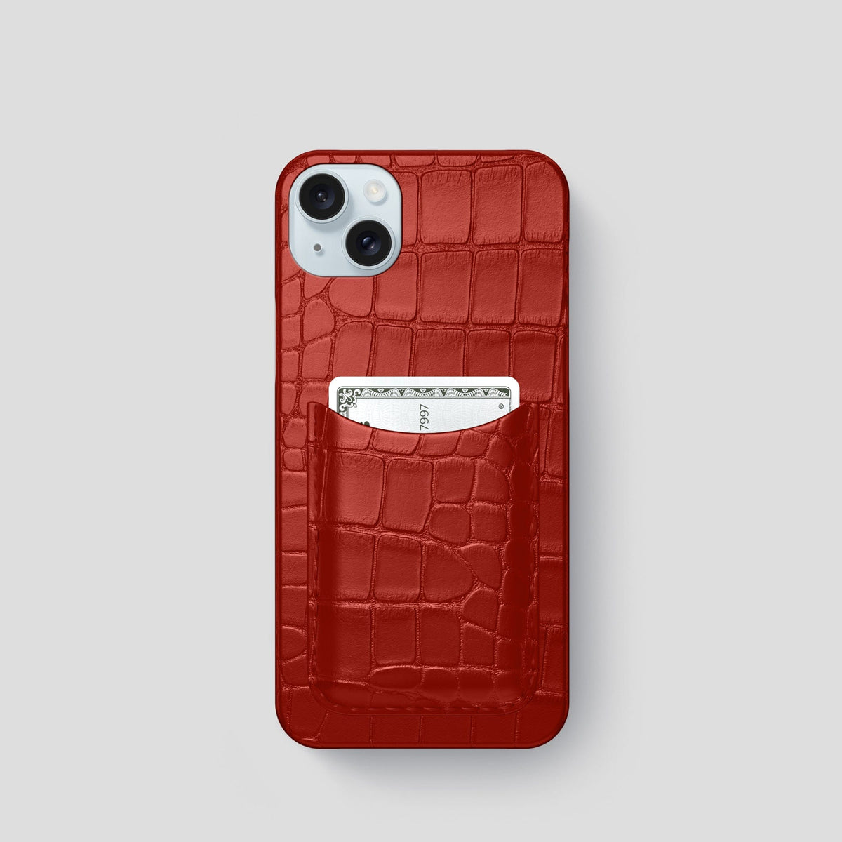 Red iPhone 15 Slim Card Case Alligator -1 | Red