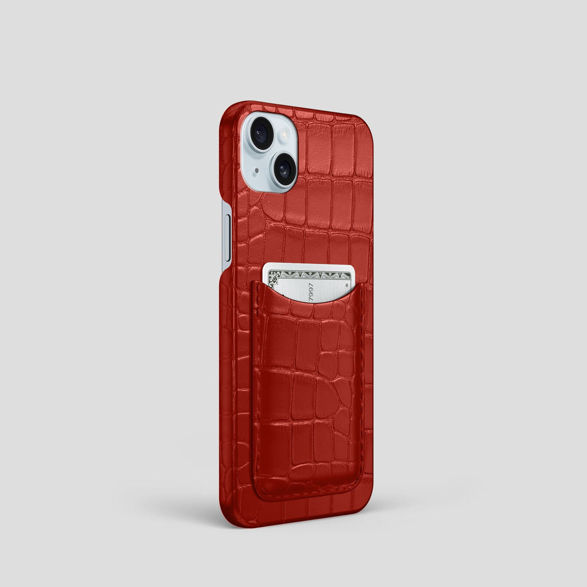 Red iPhone 15 Slim Card Case Alligator -2 | Red
