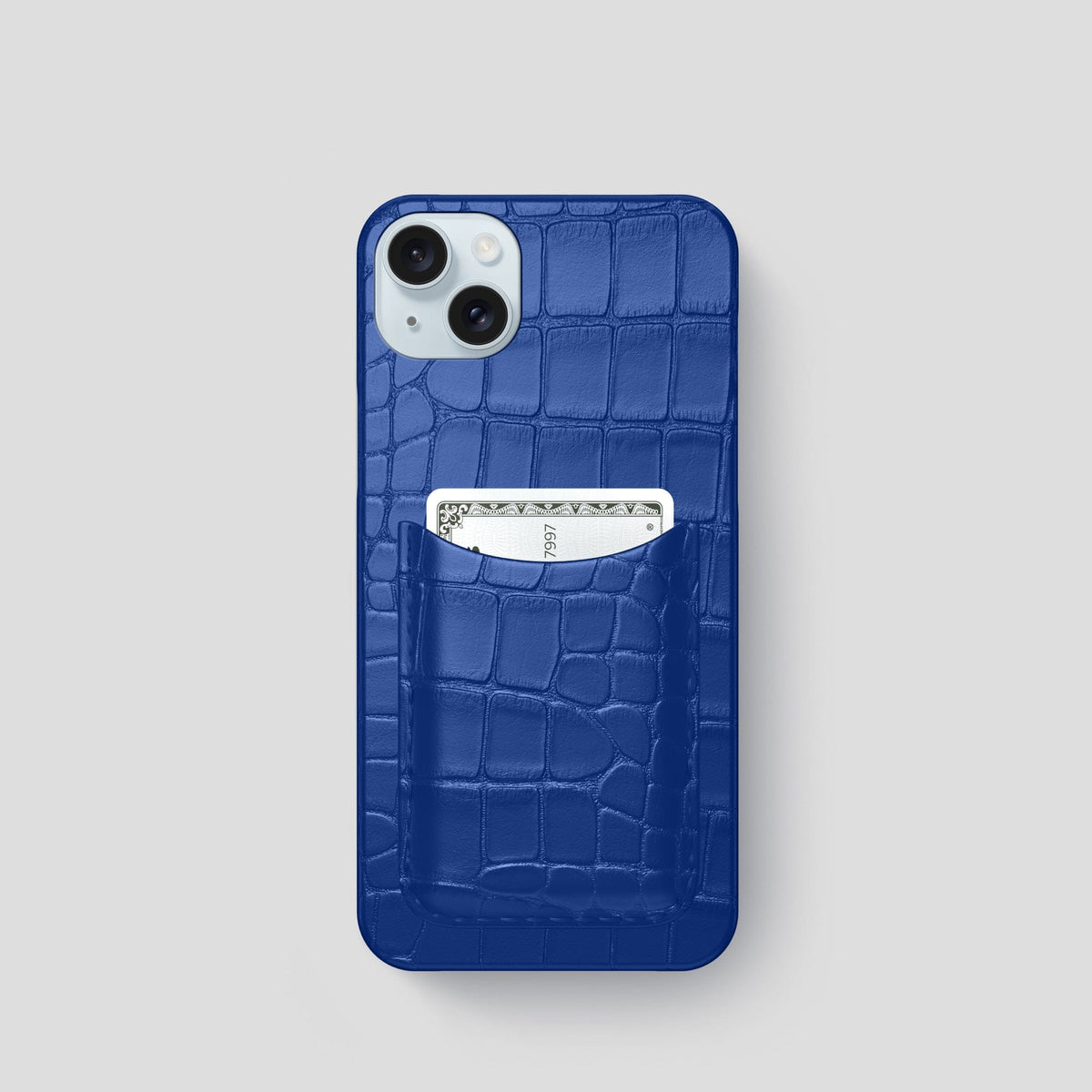 Royal Blue iPhone 15 Slim Card Case Alligator -1 | Royal-Blue