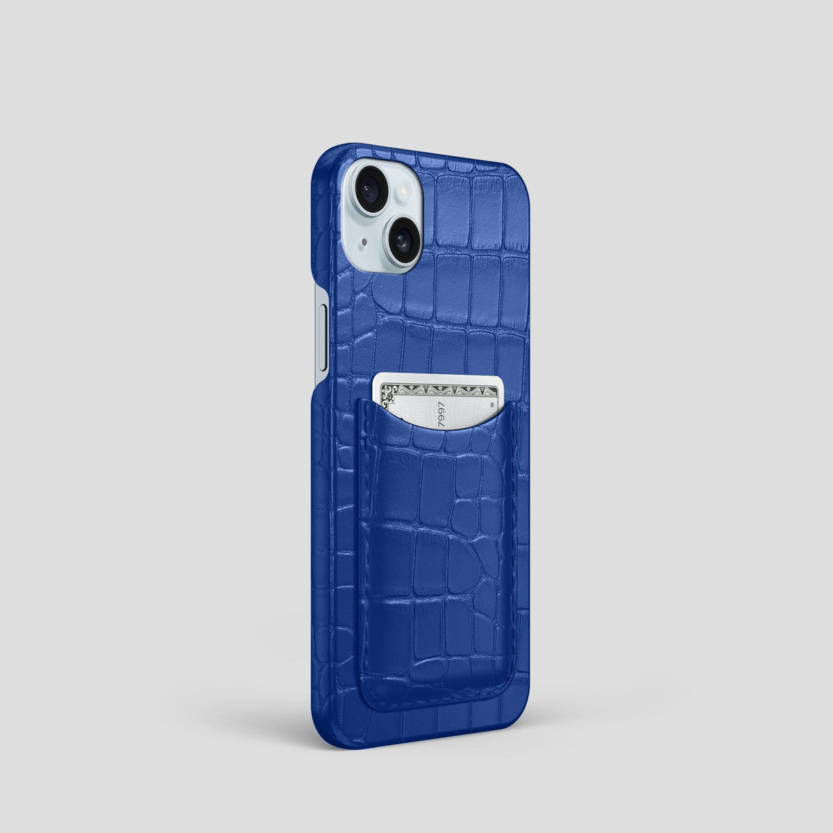 Royal Blue iPhone 15 Slim Card Case Alligator -2 | Royal-Blue