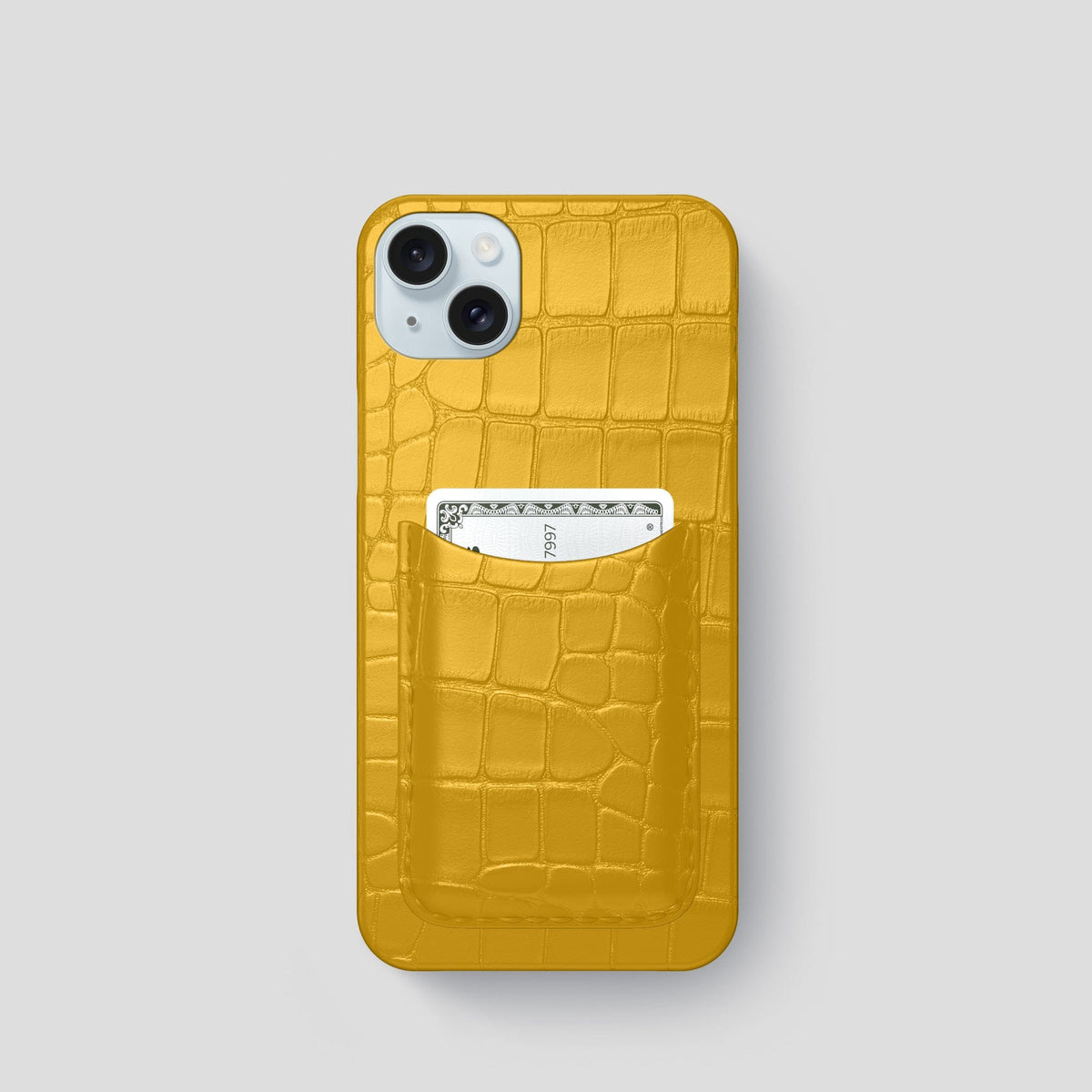 Yellow iPhone 15 Slim Card Case Alligator -1 | Yellow