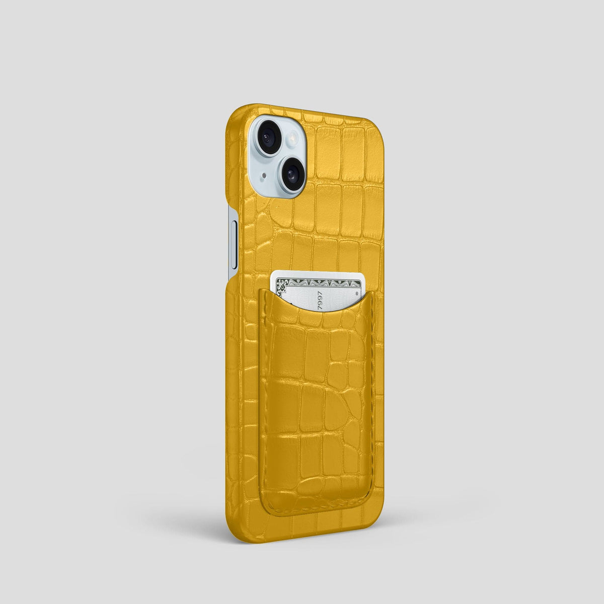 Yellow iPhone 15 Slim Card Case Alligator -2 | Yellow