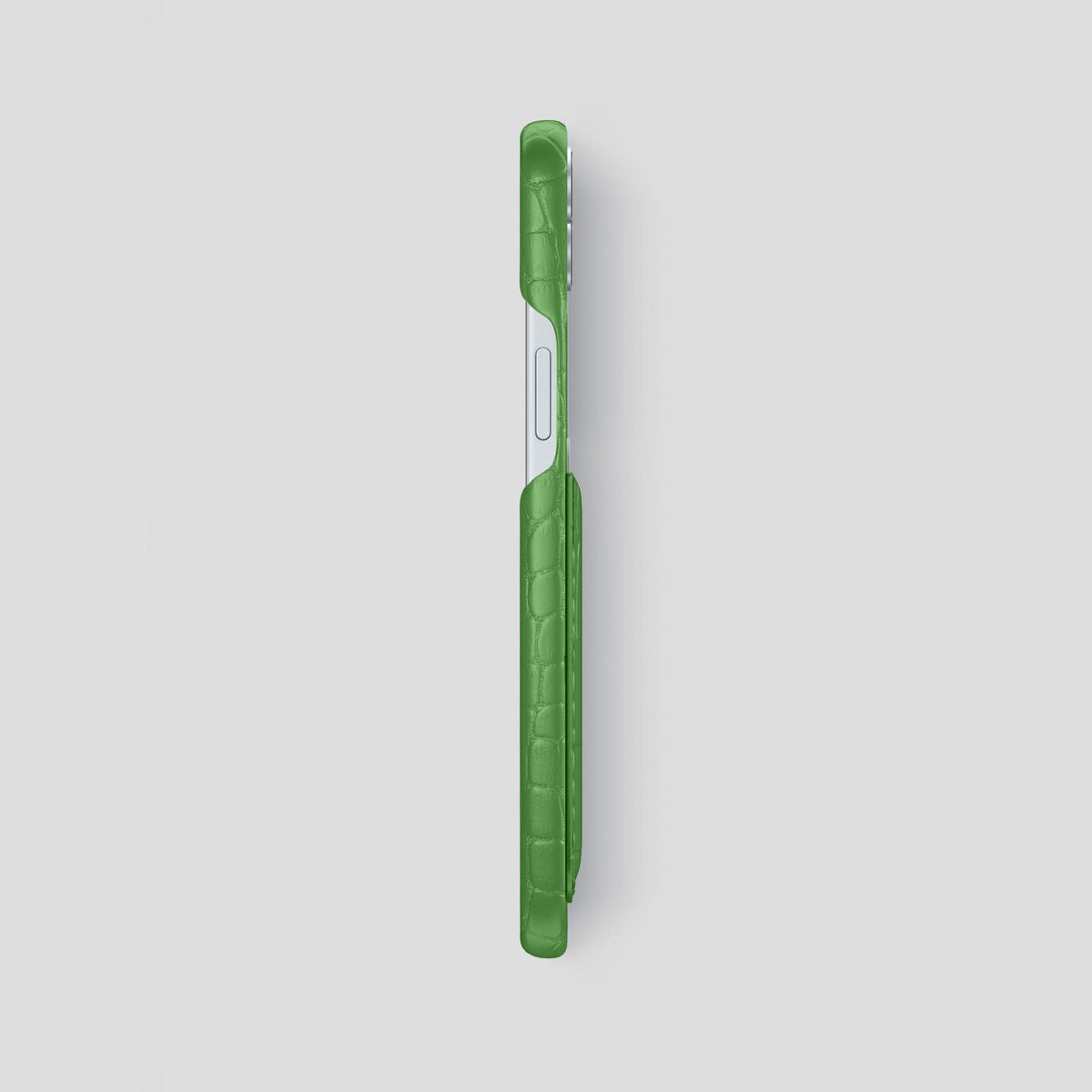 Apple-Green iPhone 15 Plus Slim Card Case Alligator -3 | Apple-Green