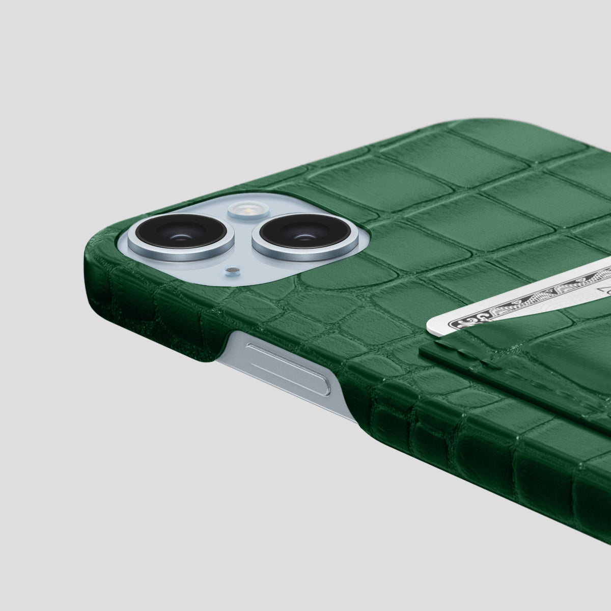 Forest-Green iPhone 15 Plus Slim Card Case Alligator -5 | Forest-Green
