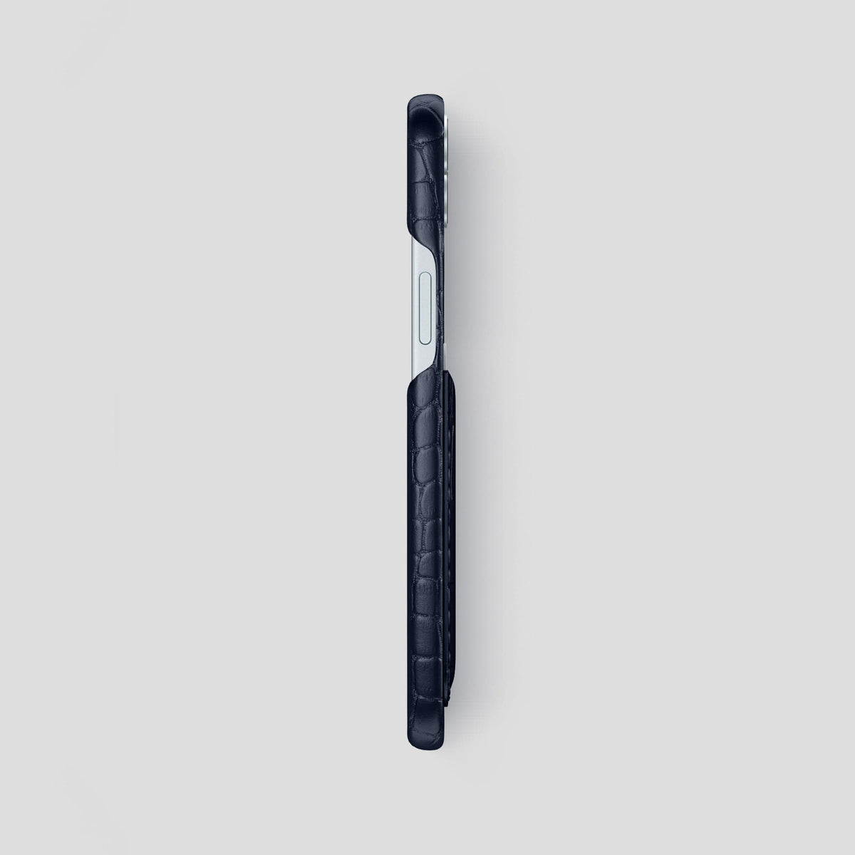 Navy Blue iPhone 15 Plus Slim Card Case Alligator -3 | Navy-Blue