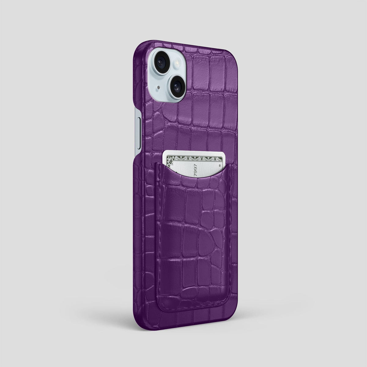 Purple iPhone 15 Plus Slim Card Case Alligator -2 | Purple