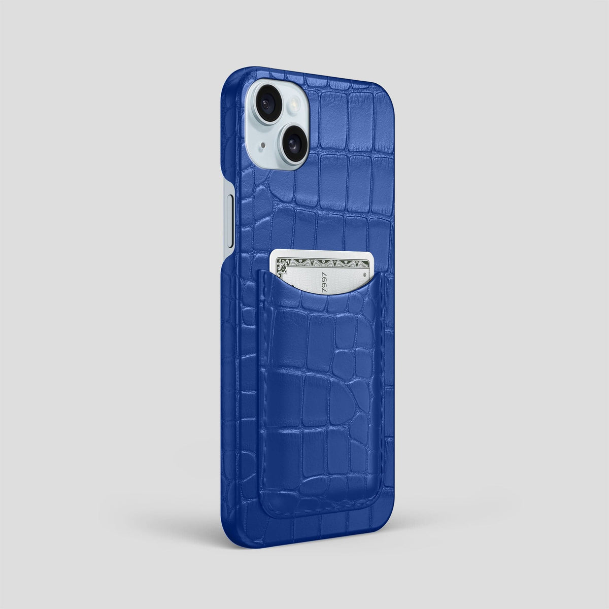 Royal Blue iPhone 15 Plus Slim Card Case Alligator -2 | Royal-Blue