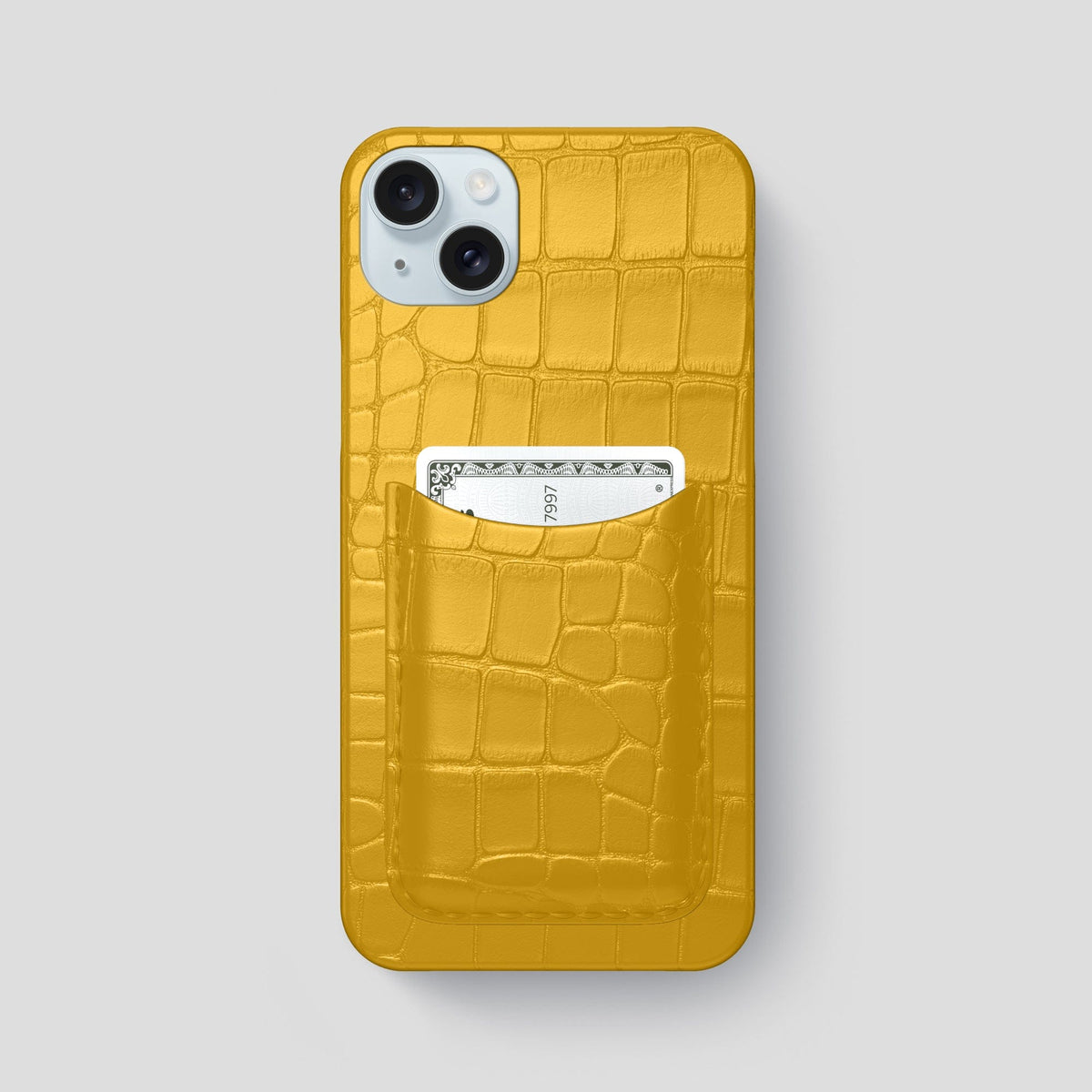 Yellow iPhone 15 Plus Slim Card Case Alligator -1 | Yellow